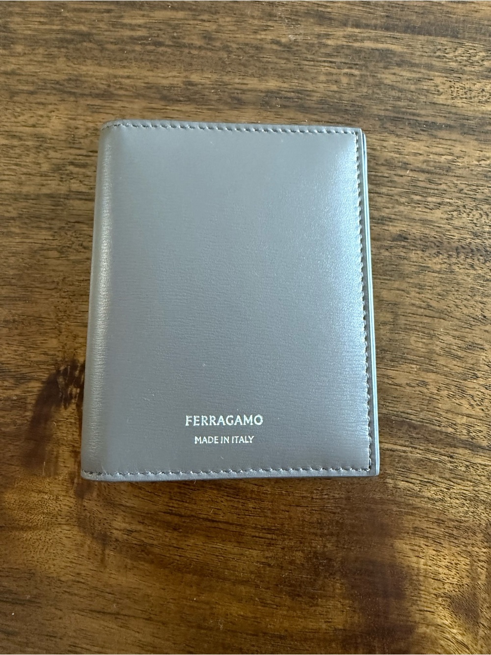 Salvatore Ferragamo Gray Leather Card & Key Holder